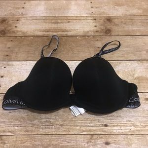 Calvin Klein Black Bra with White Lettering 36B